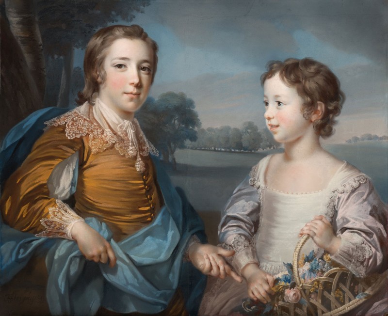 Portrait of Joseph Gulston and his Sister Julia, c.1754, Pastel on Blue Paper