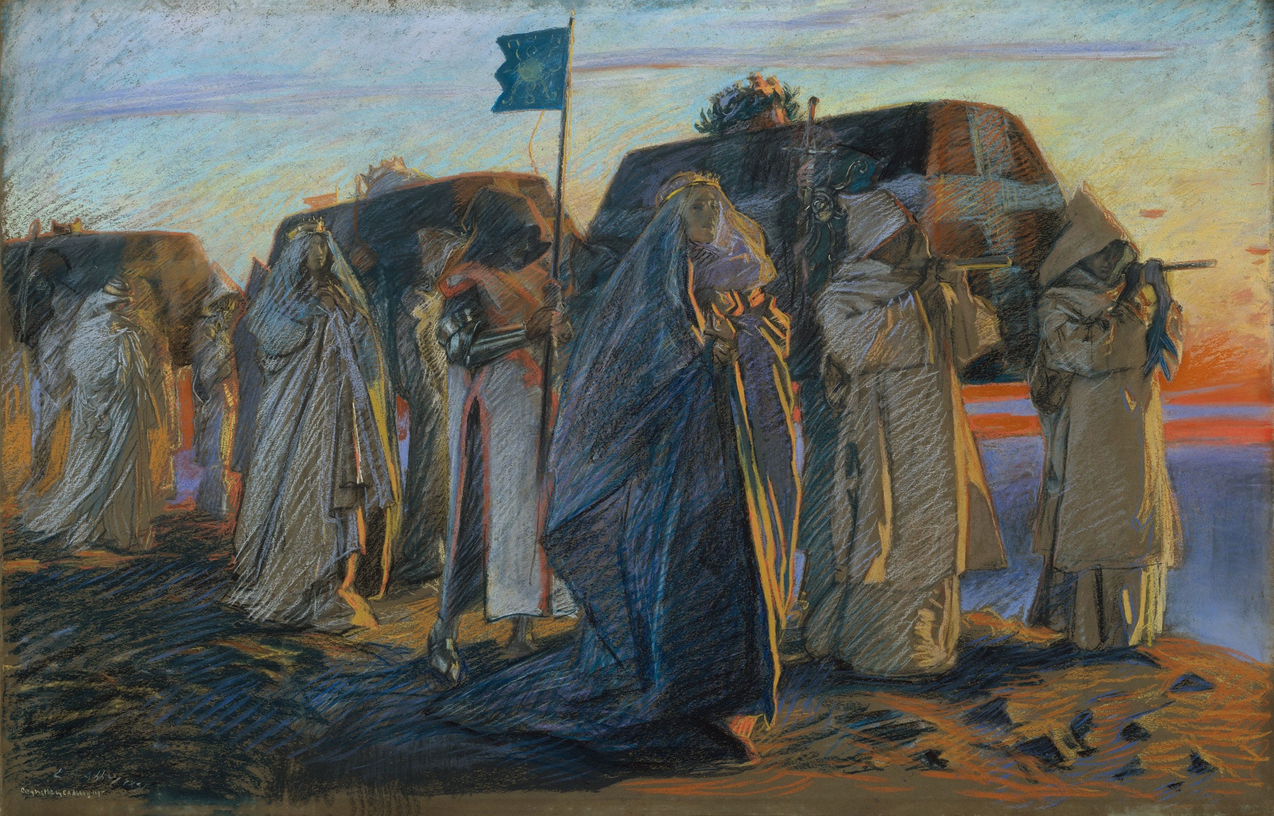 Dirge of the Three Queens, c.1895, Pastel on Parchment
