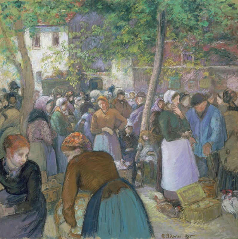 Poultry Market at Gisors, c.1885, Tempera and Pastel on Parchment