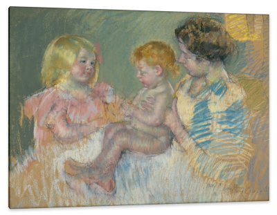 Mother and Children, c.1900, Pastel on Parchment
