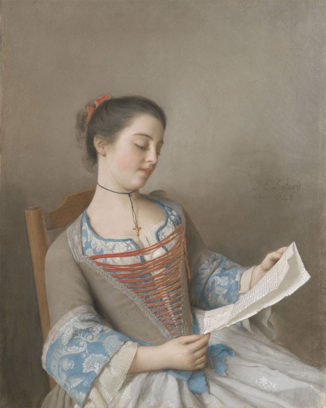 La liseuse, c.1746, Pastel on Parchment