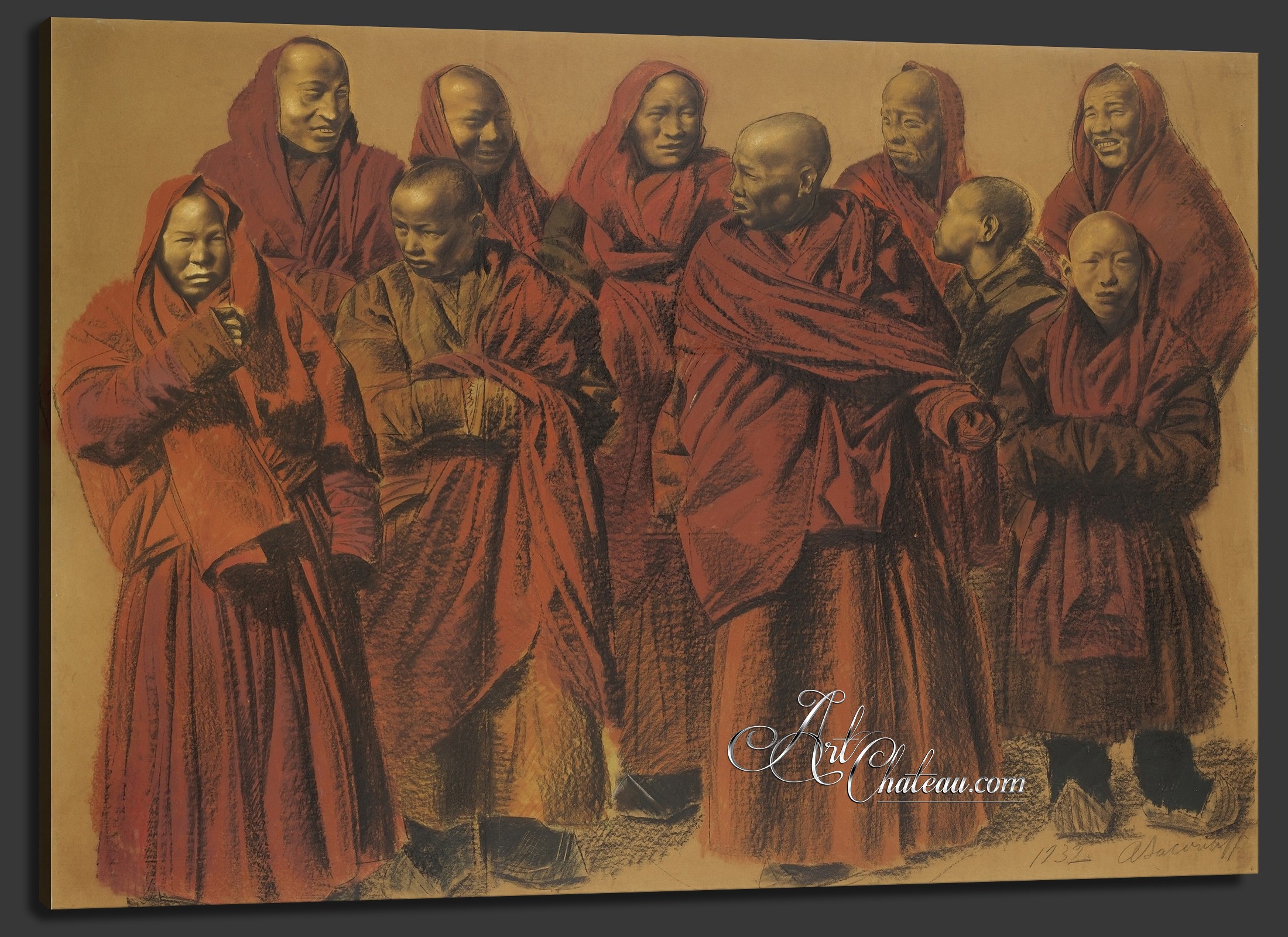 A Group of Tibetan Lamas, after Alexandre Iacovleff