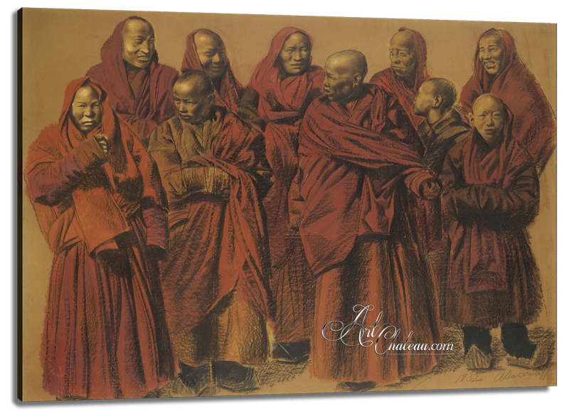 A Group of Tibetan Lamas, after Alexandre Iacovleff