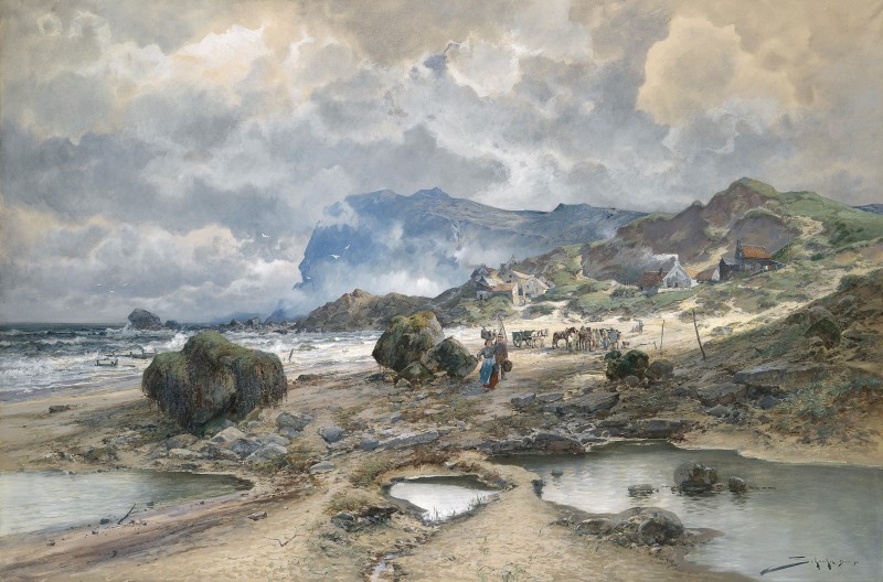 Coastal Landscape with Fishermen in Brittany, c.1892, Watercolor