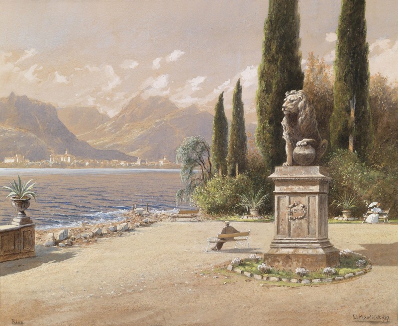 View of Lake Garda, c.1902, Watercolor on Parchment