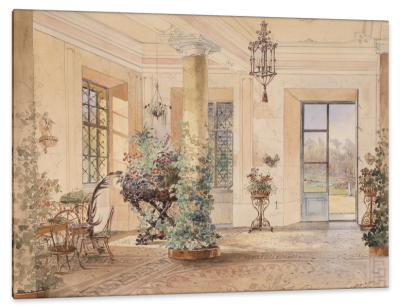 Conservatory in a Small Castle, c.1860, Watercolor on Paper