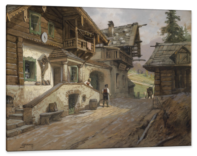 Village Road in the Alps, c.1935, Watercolor on Cardboard