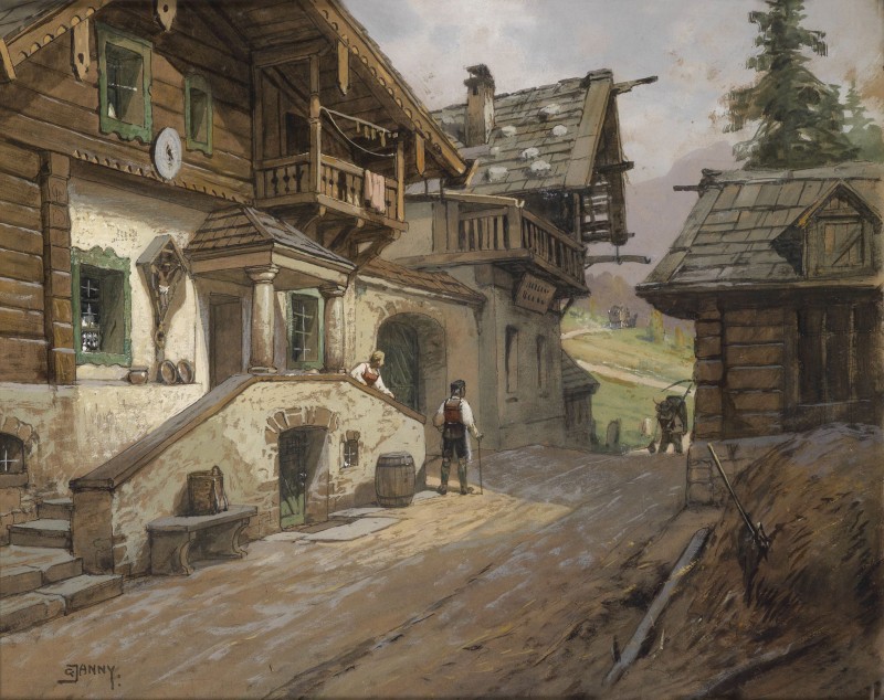 Village Road in the Alps, c.1935, Watercolor on Cardboard