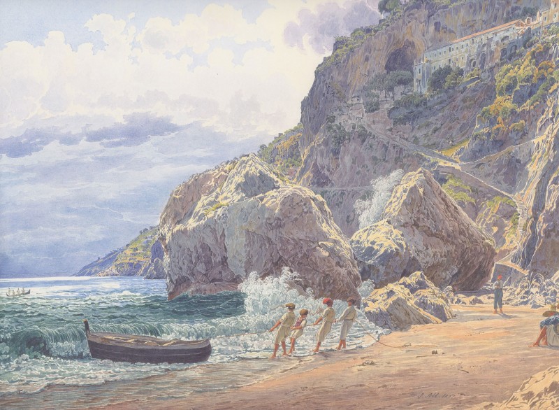 A View from Amalfi, c.1837, Watercolor on Parchment