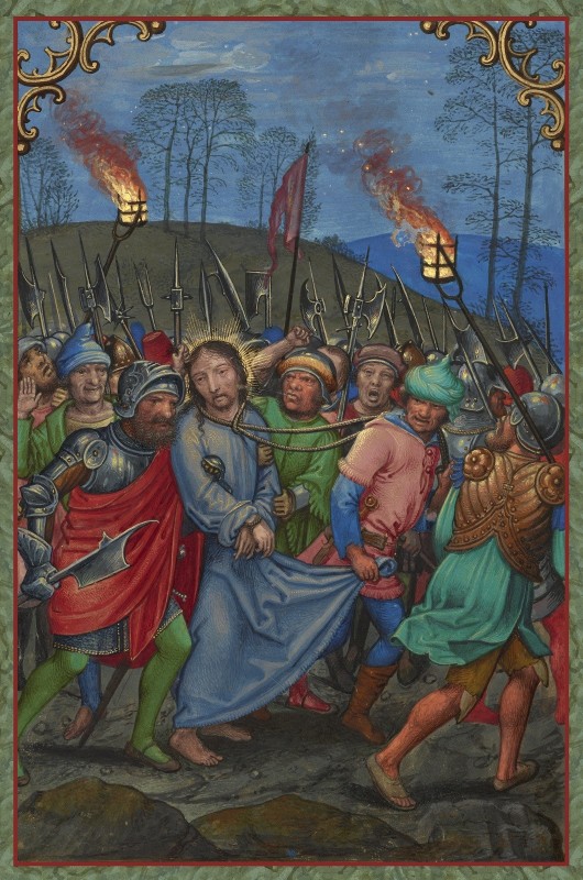 The Arrest of Christ, c.1520, Tempera colors, gold paint, and gold leaf on parchment