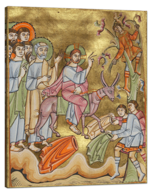 The Entry into Jerusalem, c.1030, Tempera colors, gold leaf and ink on parchment