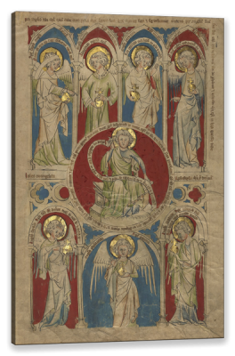 Saint John the Evangelist and Angels representing the Seven Churches, c.1345, Tempera colors, gold leaf, and brown and black inks on parchment
