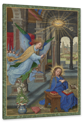 The Annunciation, c.1520,  Tempera colors, gold paint, and gold leaf on parchment