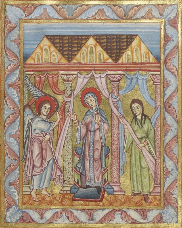 The Annunciation, c.1025, Tempera colors and gold on parchment