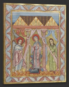 The Annunciation, c.1025, Tempera colors and gold on parchment