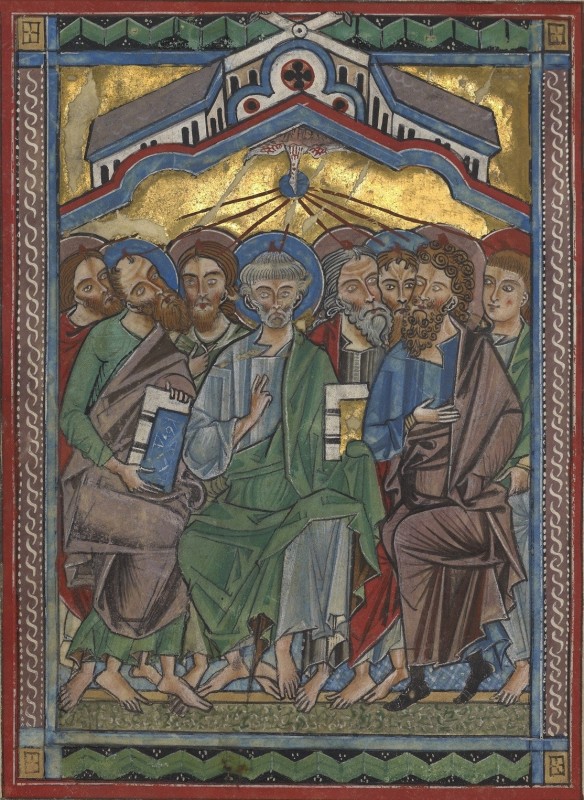 Pentecost, c.1250, Tempera colors, gold leaf, and silver leaf on parchment