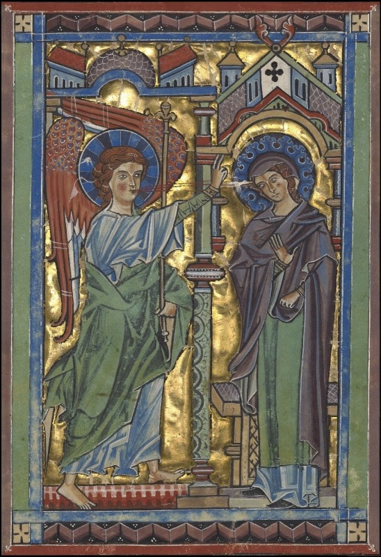 The Annunciation, c.1240, Tempera colors, gold leaf, and silver leaf on parchment