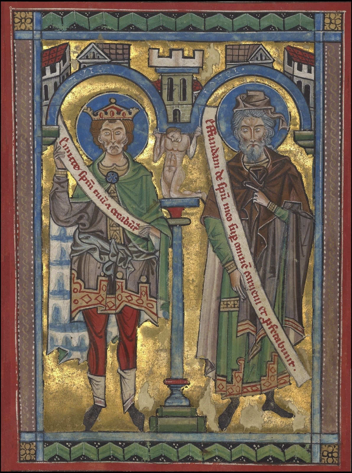 David and Joel, c.1240, Tempera colors, gold leaf, and silver leaf on parchment