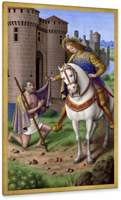 Saint Martin of Tours cutting his cloak in two, c.1500, Tempera colors on parchment