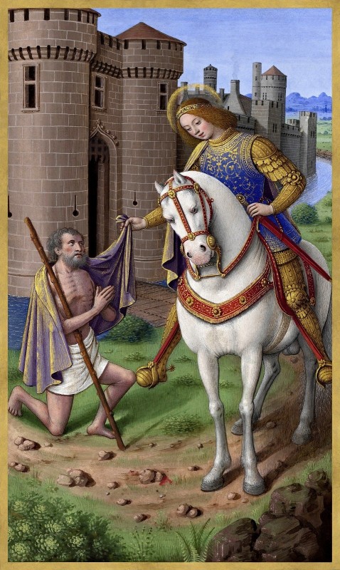 Saint Martin of Tours cutting his cloak in two, c.1500, Tempera colors on parchment