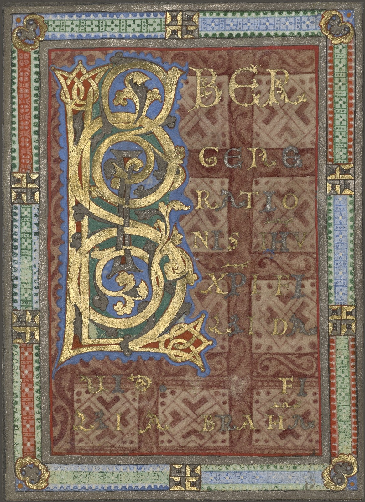 Decorated Incipit from the Gospel of Saint Matthew, c.1130, Tempera colors, gold, and silver on parchment