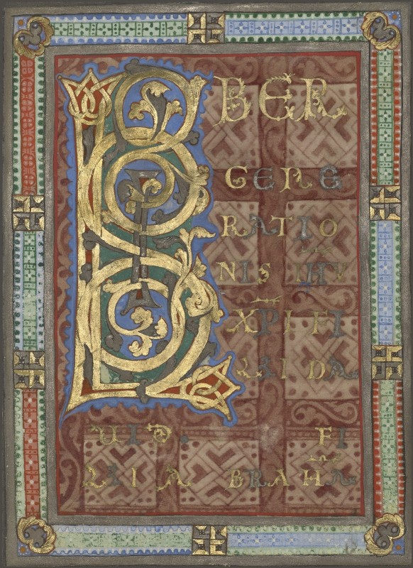 Decorated Incipit from the Gospel of Saint Matthew, c.1130, Tempera colors, gold, and silver on parchment