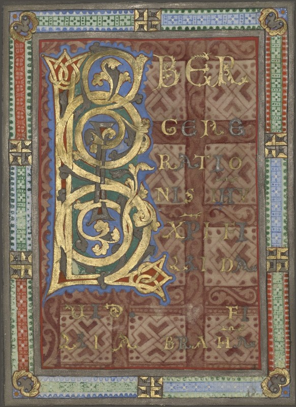 Decorated Incipit from the Gospel of Saint Matthew, c.1130, Tempera colors, gold, and silver on parchment