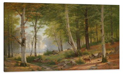 Romantic Landscape with Red Deer, c.1900, Oil on Canvas