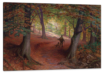 Hunter in an Autumn Woodland, c.1910, Oil on Canvas