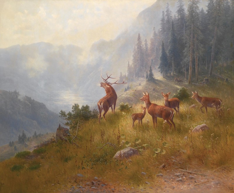 Stag with His Pack, c.1882, Oil on Canvas