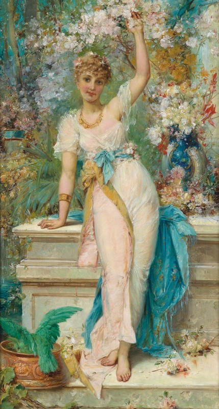 Beauty in a Flowering Garden, c.1909, Oil on Canvas