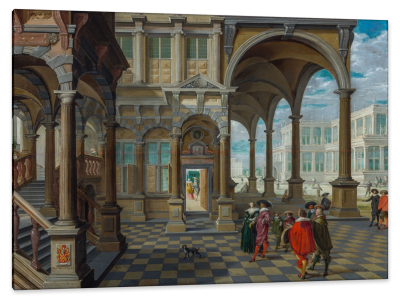 Nobility in the Courtyard of the BeNeLux Royal Palace, c.1631, Oil on Panel