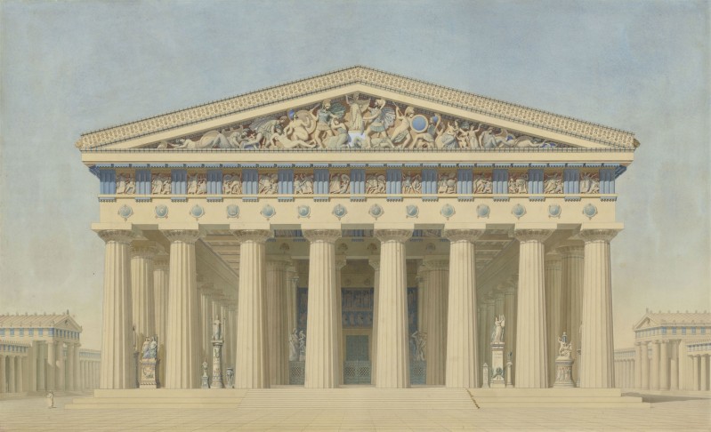 Temple of Selinonte Sicily, Italy, c.1840, Graphite, Pen, and Watercolour
