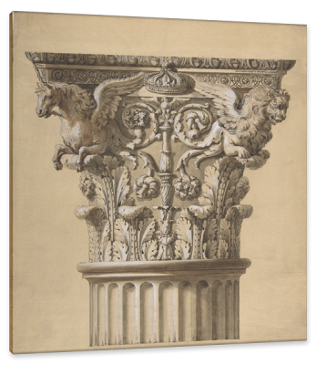 The Elevation of a Capital and Part of the Fluted Shaft, c.1762, Pen and Ink, Wash and Gouache