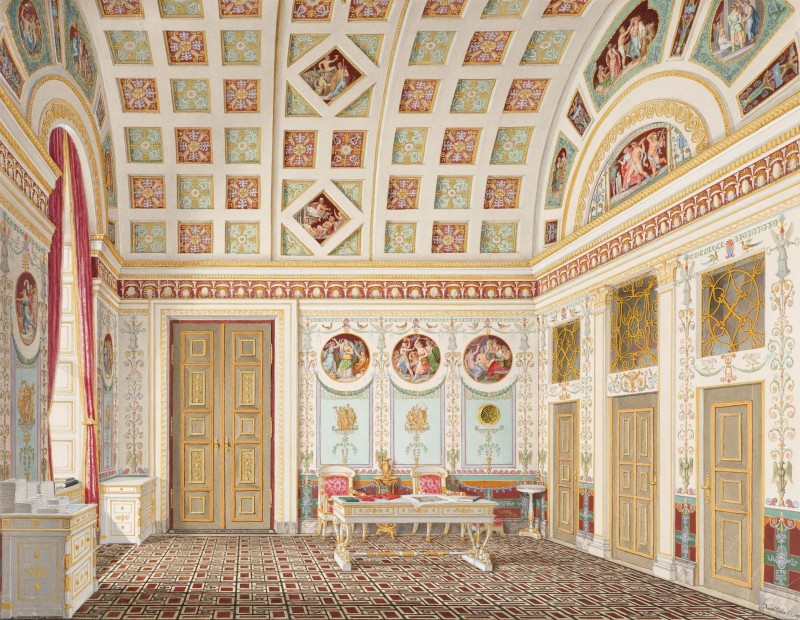 The Munich Dressing Room of King Ludwig I, c.1836, Color Pen's and Watercolor on Parchment