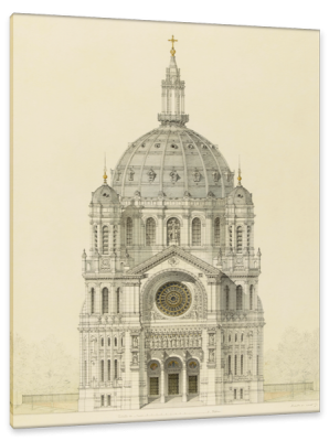Architectural Sketch of Saint-Augustin, Paris, c.1848, Pencil and Color Wash