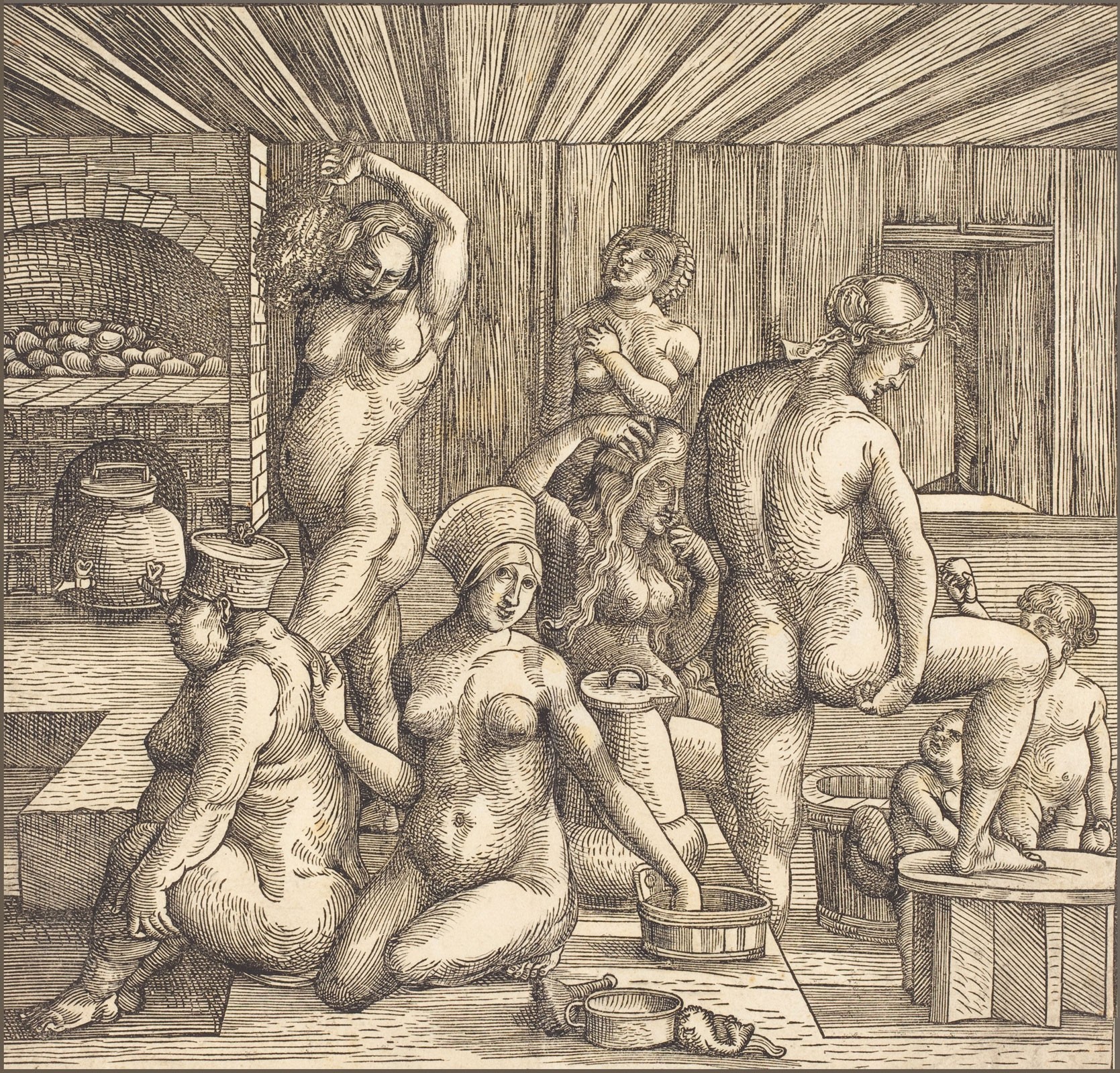 Women's Bath, c.1510, Woodcut