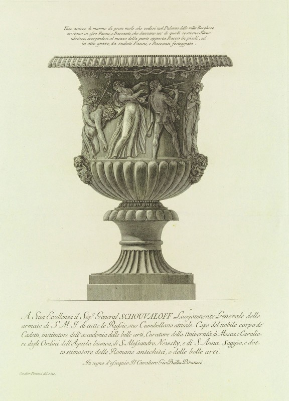 A Marble Vase Sculpted with Bacchic Revels, c.1770, Engraving