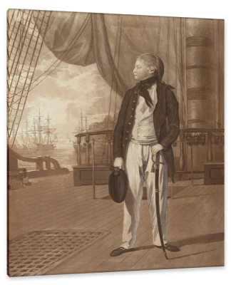 Portrait of Prince William Henry aboard a warship of the British Royal Navy, c.1780, Engraving