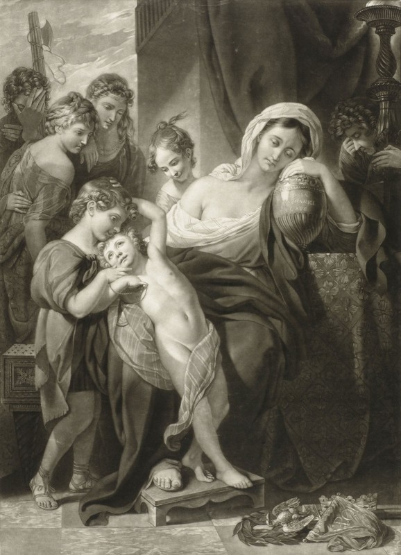 Agrippina weeping over the ashes of Germanicus, c.1770, Engraving