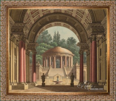 Circular Temple, after Vintage Architectural Print, Louis XVI Style