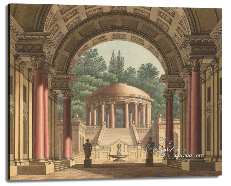 Circular Temple, after Vintage Architectural Print, Louis XVI Style