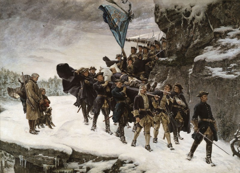 Bringing Home the Body of King Karl XII of Sweden, c.1884, Oil on Canvas