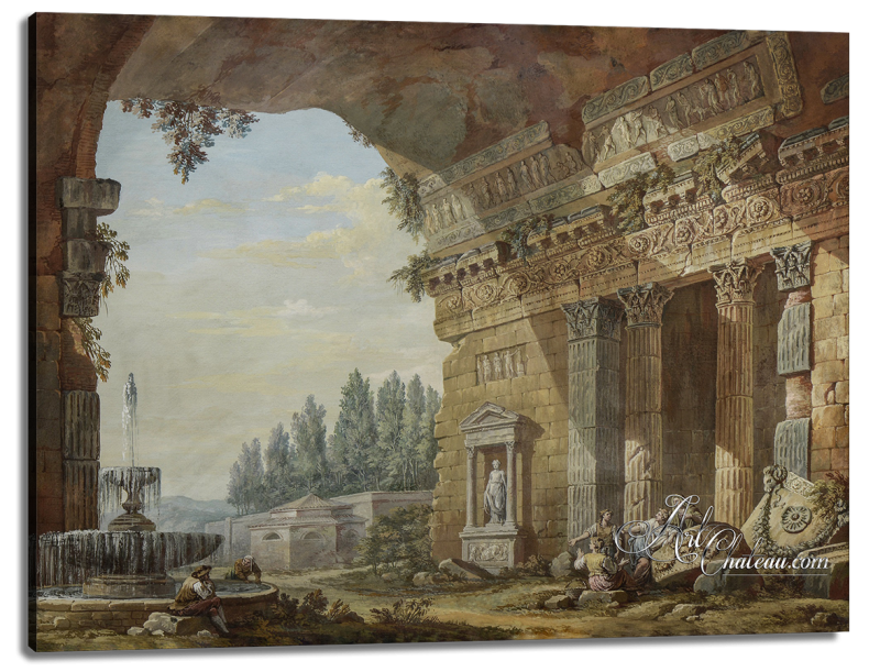 Roman Colonnade, after French artist Charles Clerisseau