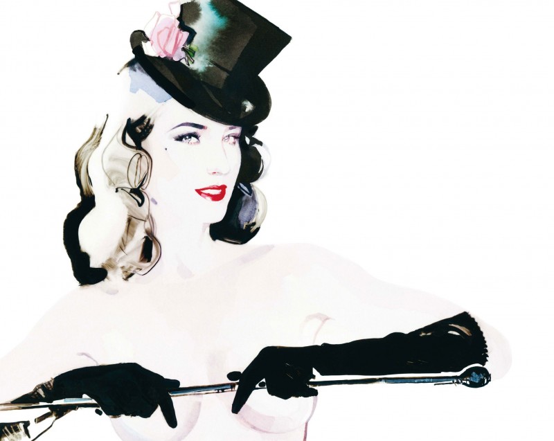 Dita Von Teese, c.2014, Watercolor on Paper