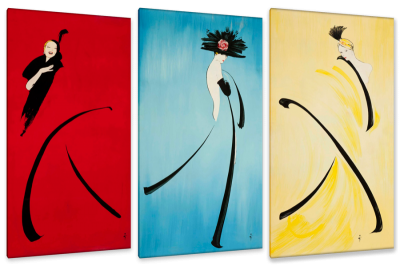 Les Girls, Triptych, c.1988, Lacquered Panels