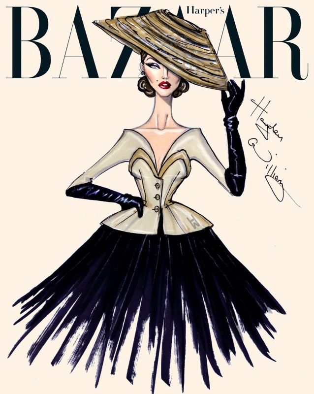 Harper's Bazaar Model, c.2007, Pastel and Color Marker