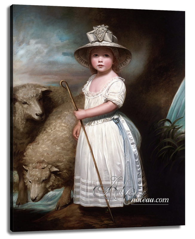 Little Bo-Peep Painting after George Romney