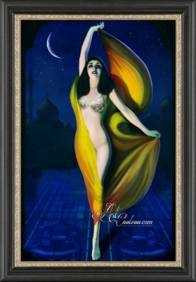 Surrealist painting of Fatima, after Rolf Armstrong