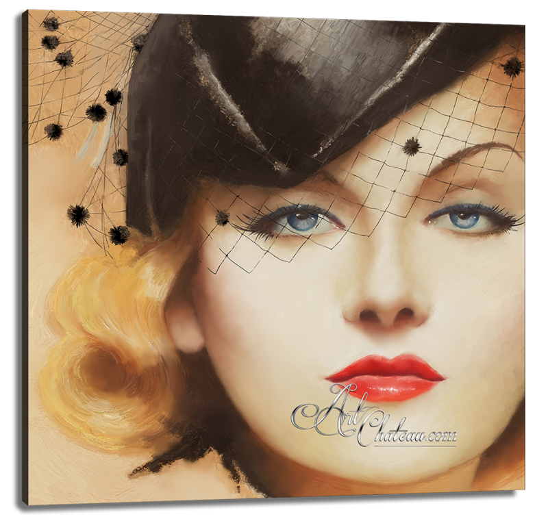 Vintage Hollywood Painting of Carole Lombard